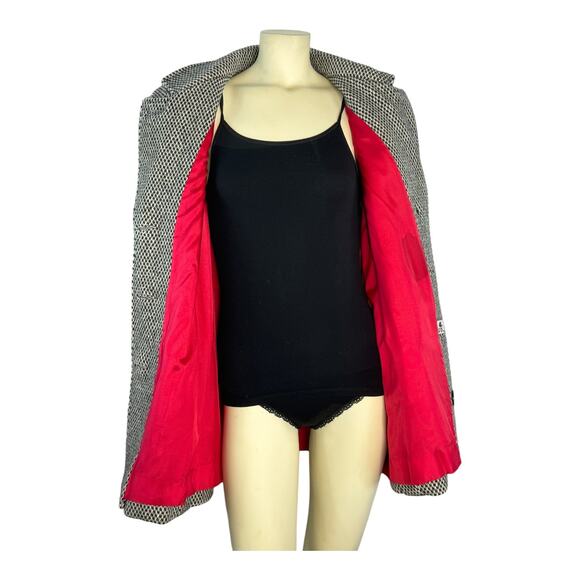 Vintage Herman Kay Herringbone Tweed black & white wool Coat size medium - Picture 9 of 16